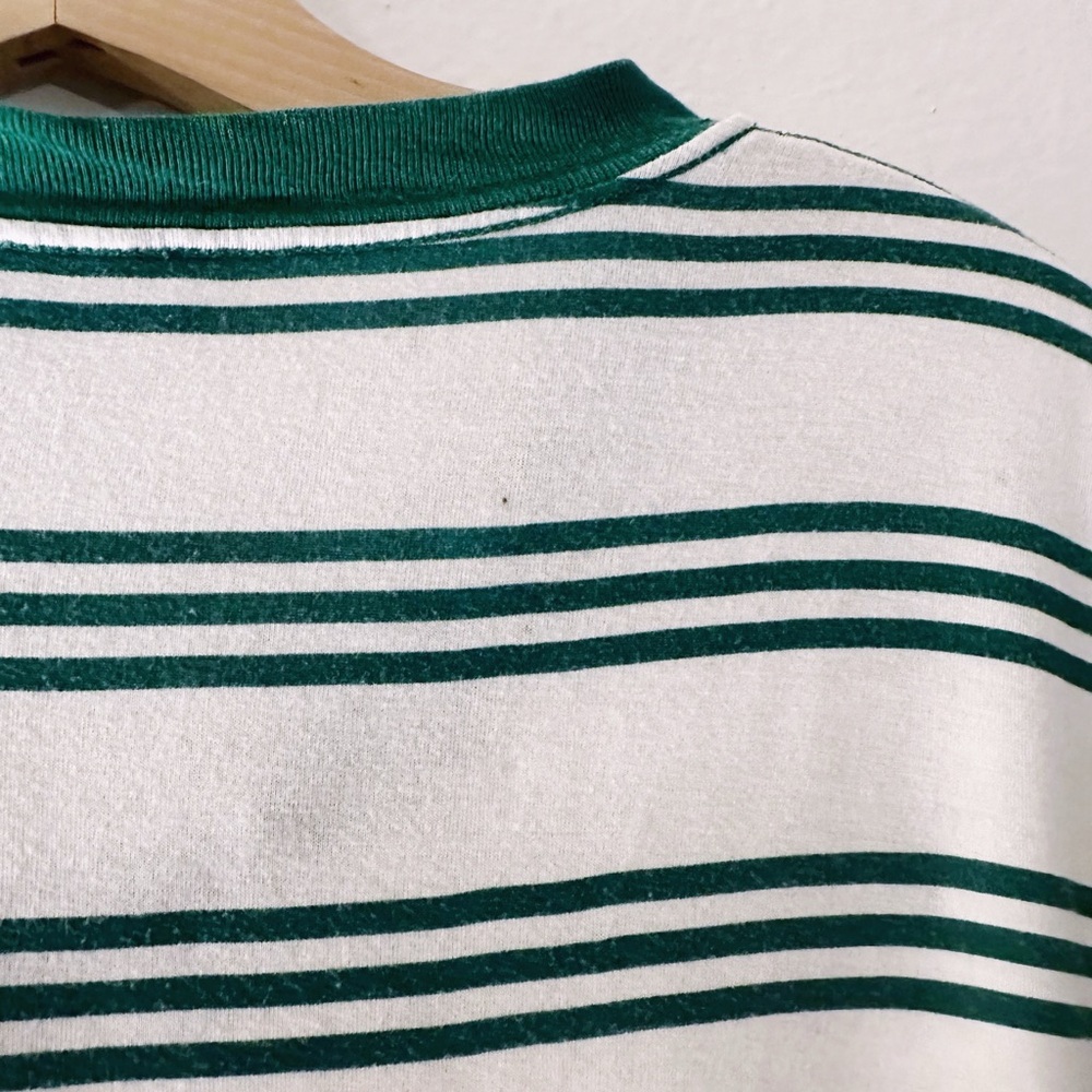 J. Crew Striped Pajama Shirt Loungewear Tshirt Top Short Sleeves Green White - Picture 6 of 7